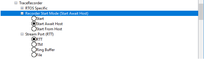 Kconfig screenshot, start mode selection