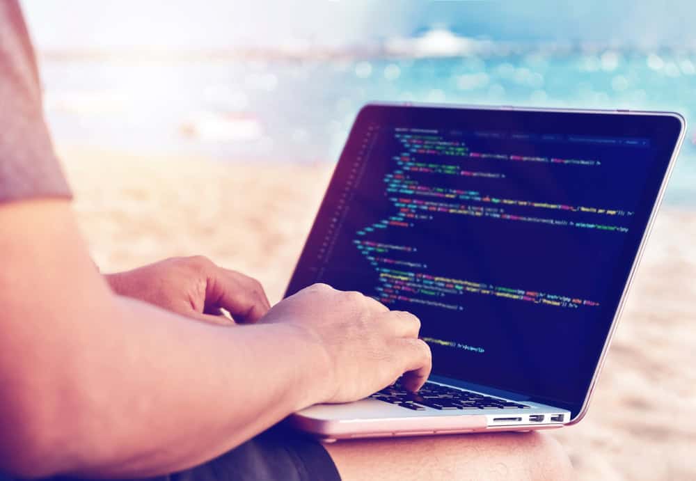 Programmer on the beach