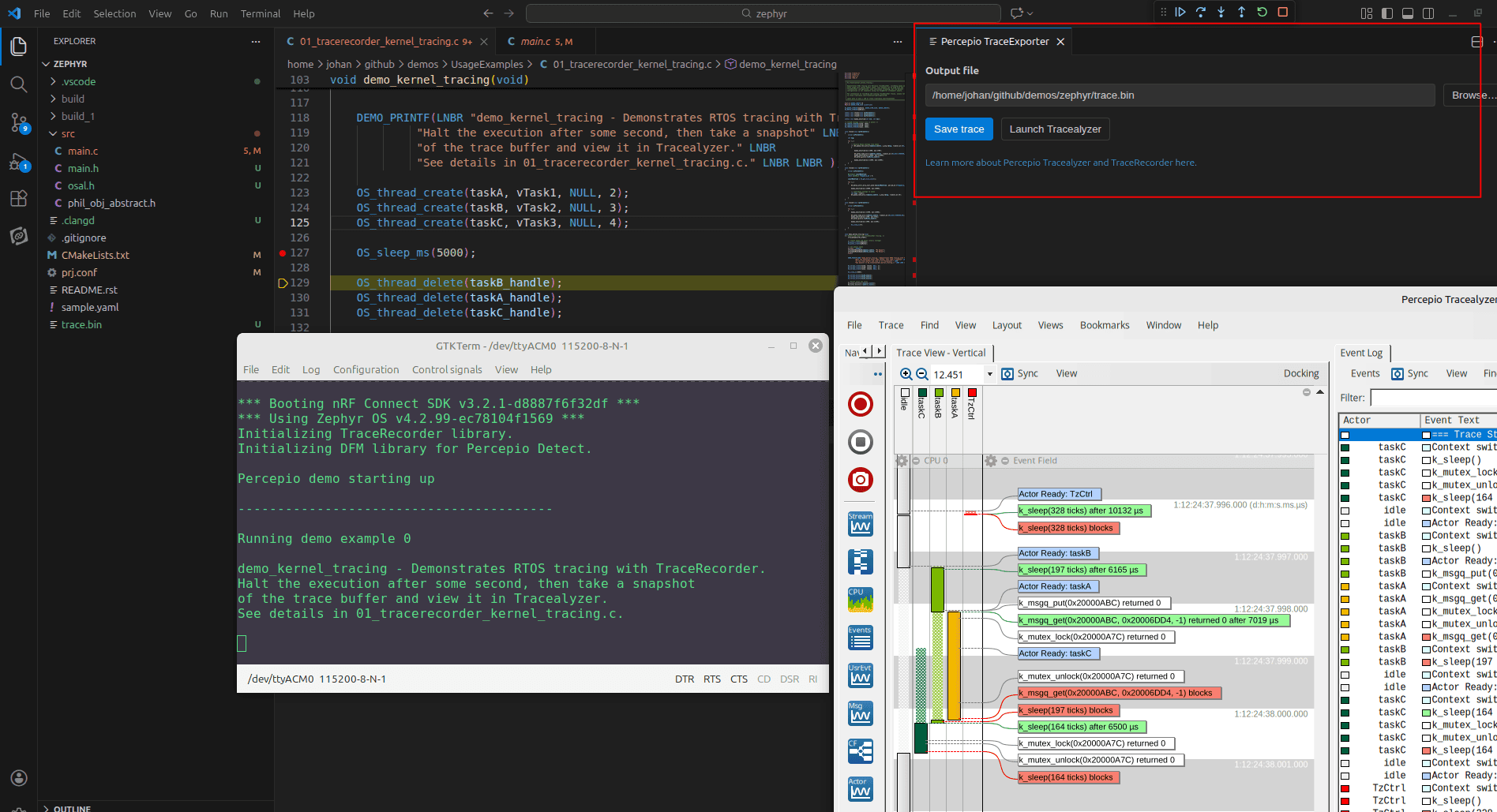 Percepio TraceExporter for VS Code